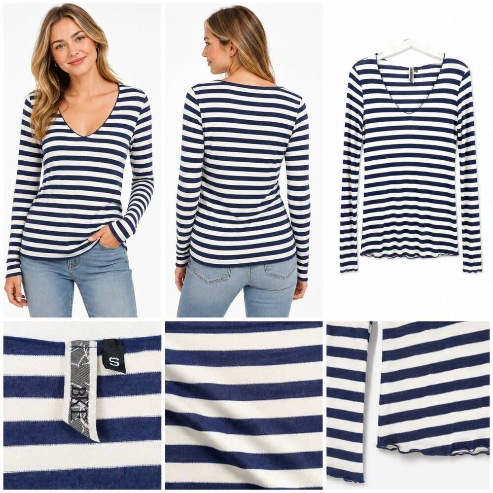 BKE Striped Long Sleeve Top Womens S